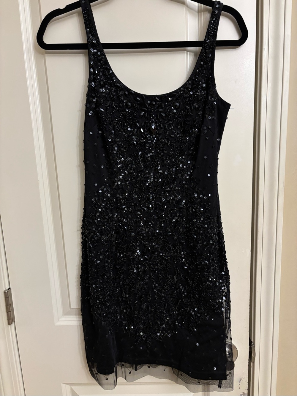 Adrianna Papell Black Beaded Mini Dress Size 2